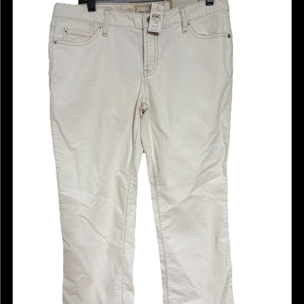 Ann Taylor Loft  Slim Boot White Original New Jeans Size 10 Corduroy 5